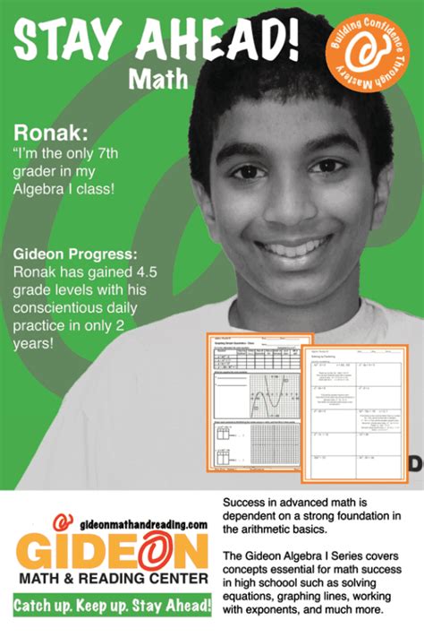 Gideon math and reading - A comfortable starting point ensures that your child will see success and progress early and helps ease in the discipline of daily Gideon homework. While you may only be concerned with the child’s grade level work, we want your child’s foundation to be solid and firm. Both math and reading build upon skills learned in previous years.